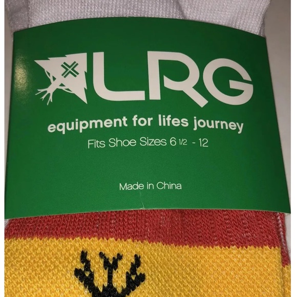 LRG Lifted Research Group Crew Socks 1 Pair Men 6.5-12 White Red Black Tree Logo - Picture 3 of 9